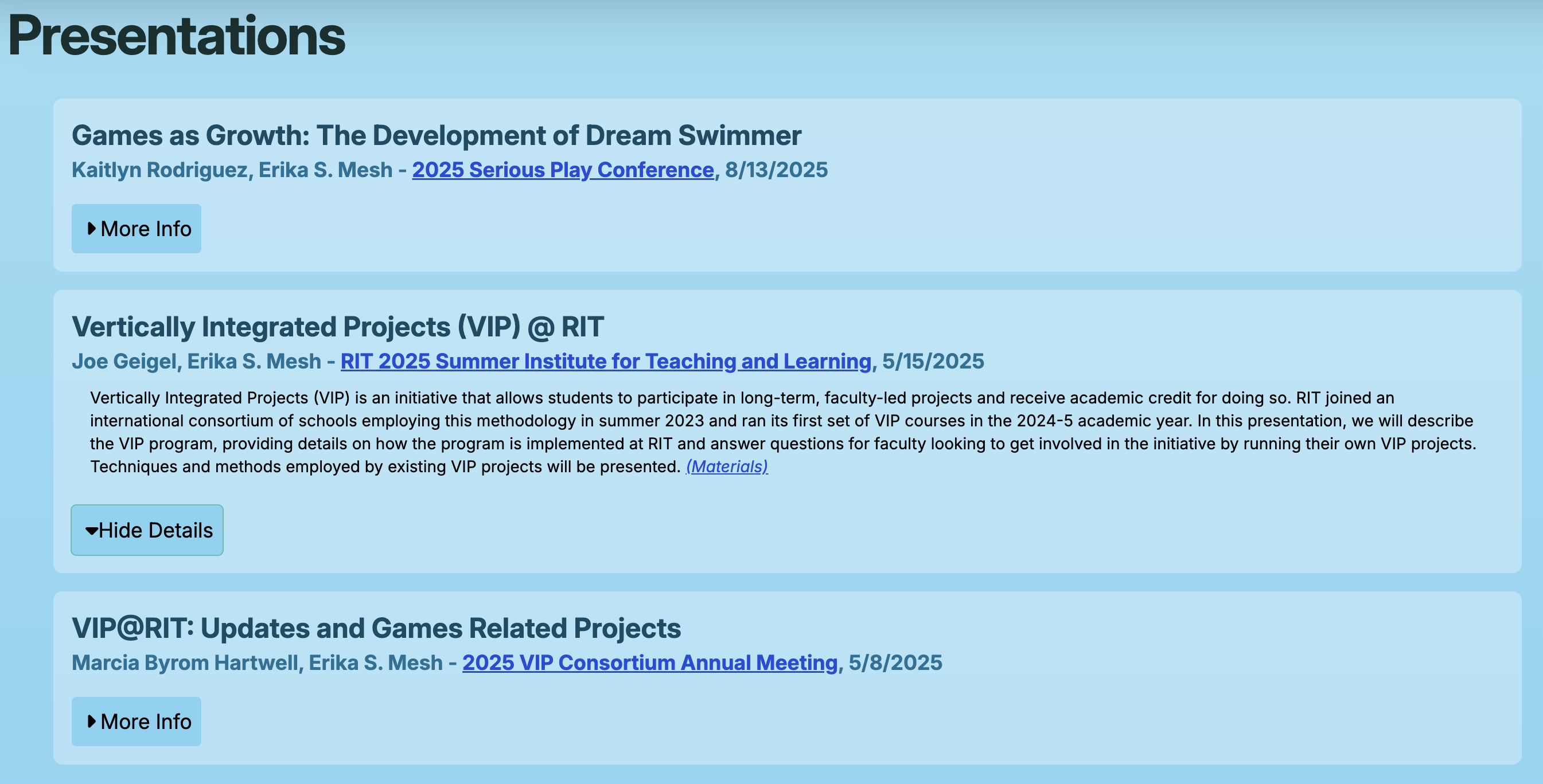 Cards from the Publications page