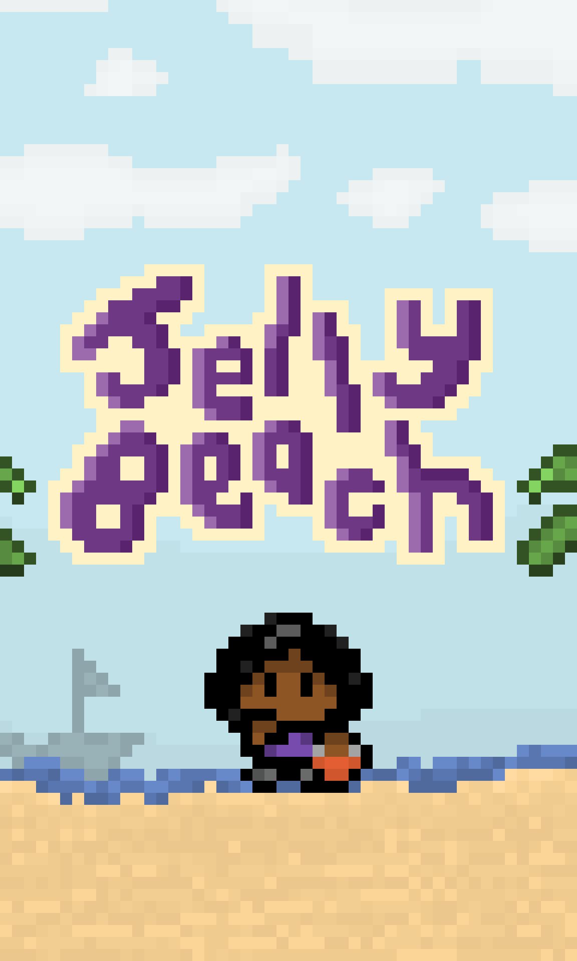 pixel art featuring the text 'Jelly Beach'
