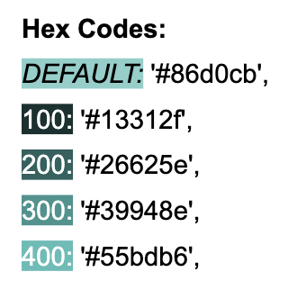 "Paint chips" I added into the theming guidelines for better visualization
